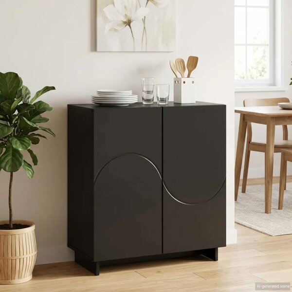 Komoda Crna 67 x 34 5 x 75 cm Konstruirano drvo - Crna