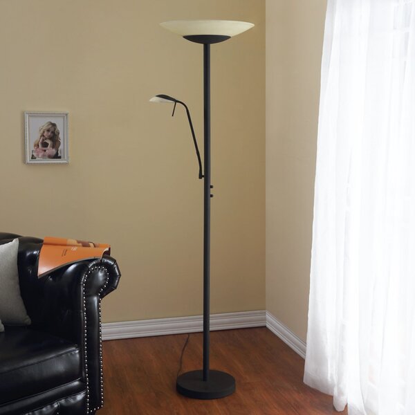 Lindby Ragna LED podna lampa, lampa za čitanje, tamno smeđa, dimabilna, prigušiva, Smeđa / hrđa, Dnevni boravak/blagovaonica, Metal, Svjetlo za čitanje