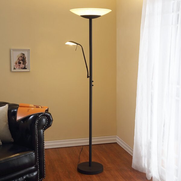 Lindby Ragna LED podna lampa, lampa za čitanje, tamno smeđa, dimabilna, prigušiva, Smeđa / hrđa, Dnevni boravak/blagovaonica, Metal, Svjetlo za čitanje