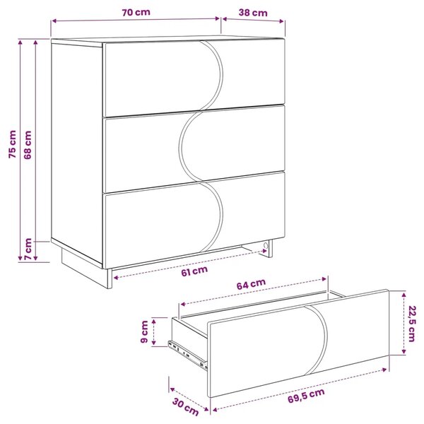 Komoda Hrast sonoma 70 x 38 x 75 cm Konstruirano drvo - Hrast sonoma