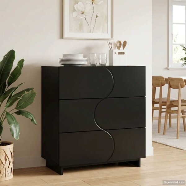 Komoda Crna 70 x 38 x 75 cm Konstruirano drvo - Crna