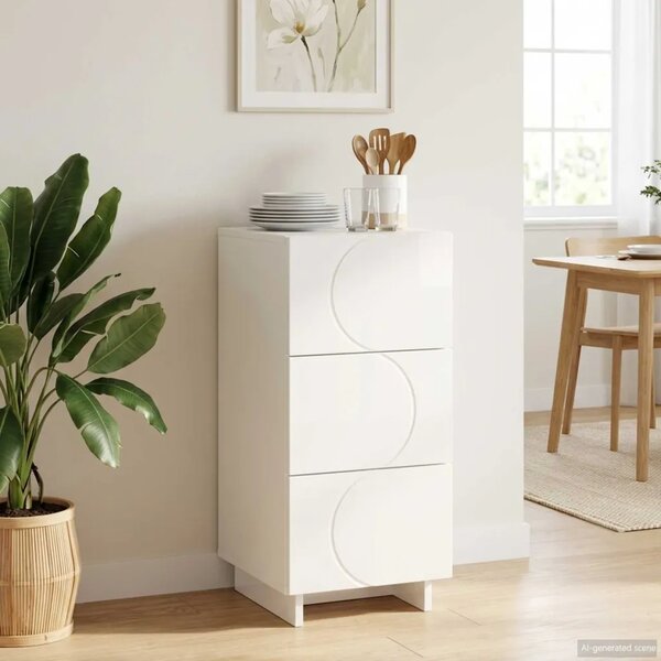 Komoda Bijela visokog sjaja 33.5 x 34.5 x 75 cm - Bijela visokog sjaja