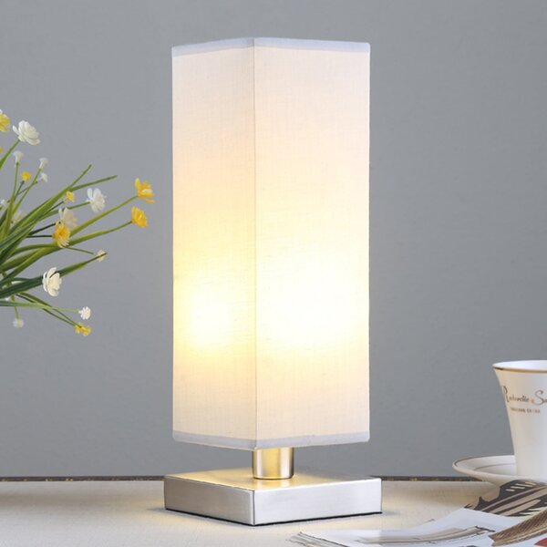 Lindby Julina - tekstilna noćna lampa u svijetlo sivoj boji, Sivo, spavaća soba, Tkanina / tekstil