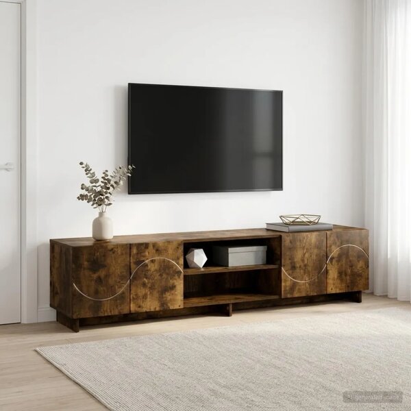 TV stalak 180 x 34 5 x 40 cm Dimljeni hrast Konstruirano drvo - Dimljeni hrast 179.5 x 34.5 x 40 cm
