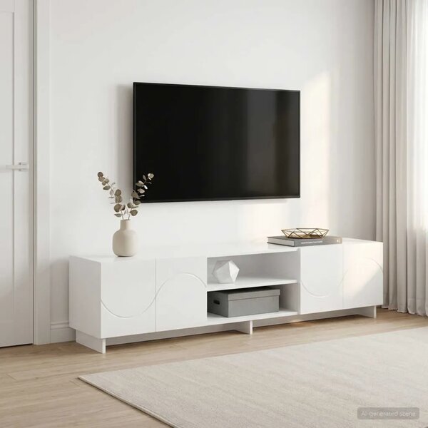 TV stalak 180 x 34 5 x 40 cm Bijela visokog sjaja - Bijela visokog sjaja 179.5 x 34.5 x 40 cm
