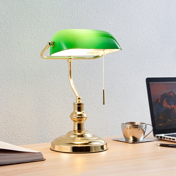 Lindby Milenka stolna lampa, mjed, visina 39 cm, metal, Zlato / mjed, Dnevni boravak/blagovaonica, Metal