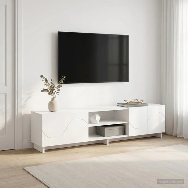 TV stalak 180 x 34 5 x 40 cm Bijela Konstruirano drvo - Bijela 179.5 x 34.5 x 40 cm