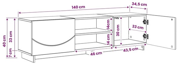 TV stalak 140 x 34 5 x 40 cm Staro drvo Konstruirano drvo - Staro drvo 140 x 34 5 x 40 cm