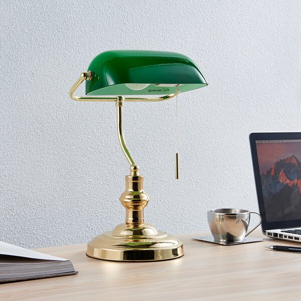 Lindby Milenka stolna lampa, mjed, visina 39 cm, metal, Zlato / mjed, Dnevni boravak/blagovaonica, Metal