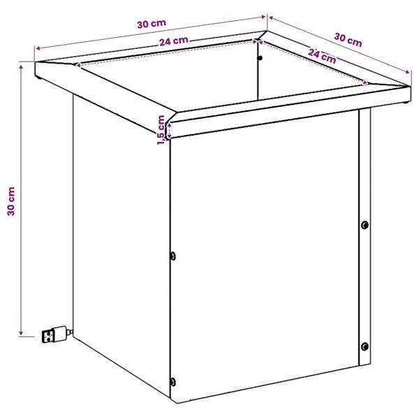 Vrtna posuda za sadnju s LED svjetlom Srebrna 30 x 30 x 30 cm - Nehrđajući čelik 30 x 30 x 30 cm 1