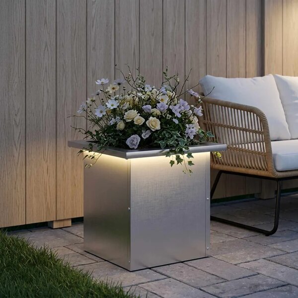 Vrtna posuda za sadnju s LED svjetlom Srebrna 30 x 30 x 30 cm - Nehrđajući čelik 30 x 30 x 30 cm 1
