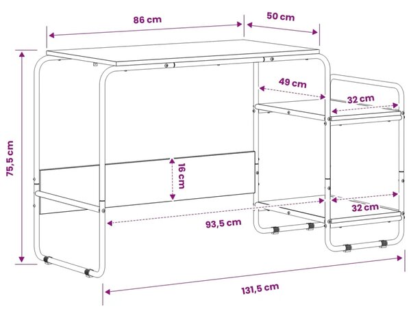 Stol s pohranom Staro drvo 131.5 x 50 x 75.5 cm - Staro drvo