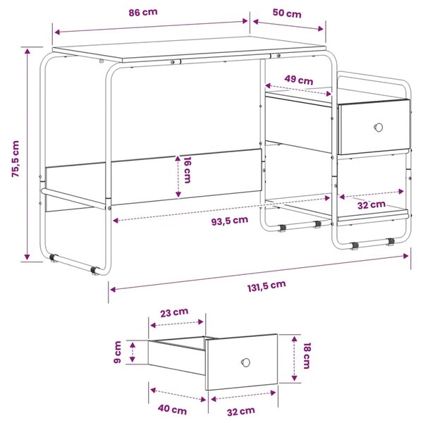 Stol s pohranom Siva Sonoma 131.5 x 50 x 75.5 cm - Siva Sonoma