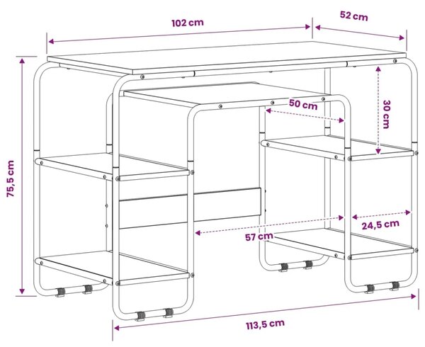 Stol s pohranom Crni hrast 113 5 x 52 x 75 5 cm - Crni hrast