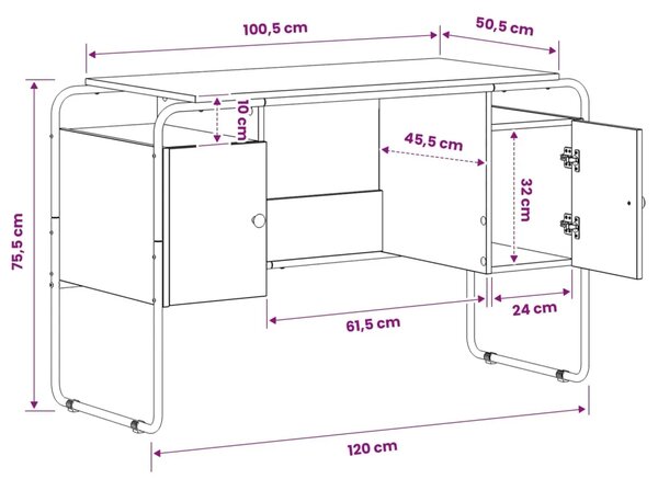 Stol s pohranom Hrast sonoma 120 x 50 5 x 75 5 cm - Hrast sonoma