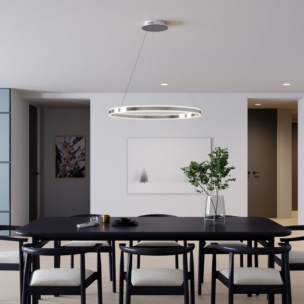 Lucande LED visilica Lyani, 80 cm, krom, prigušiva, prigušiva, Metalik, Dnevni boravak/blagovaonica, Metal
