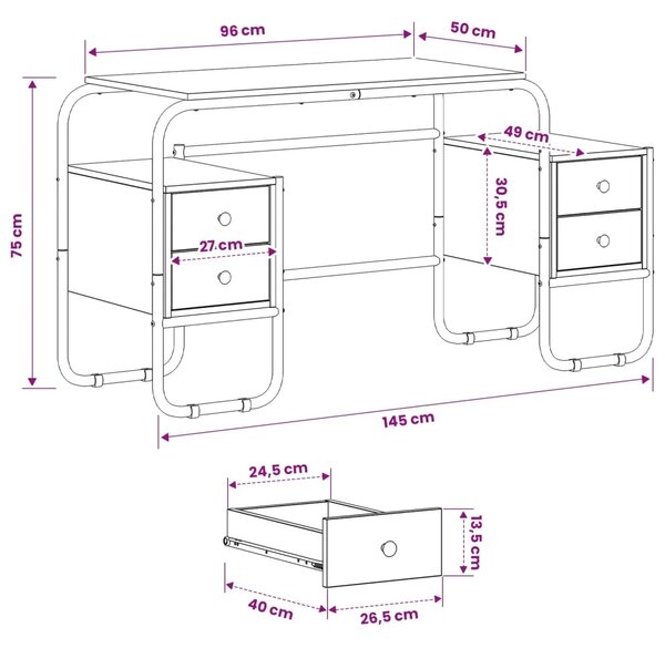 Stol s pohranom Crni hrast 145 x 50 x 75 cm - Crni hrast