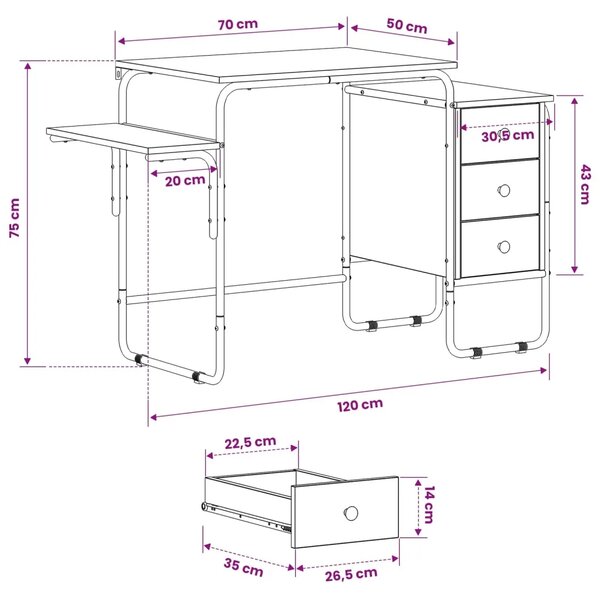 Stol s pohranom Hrast sonoma 120 x 50 x 75 cm - Hrast sonoma