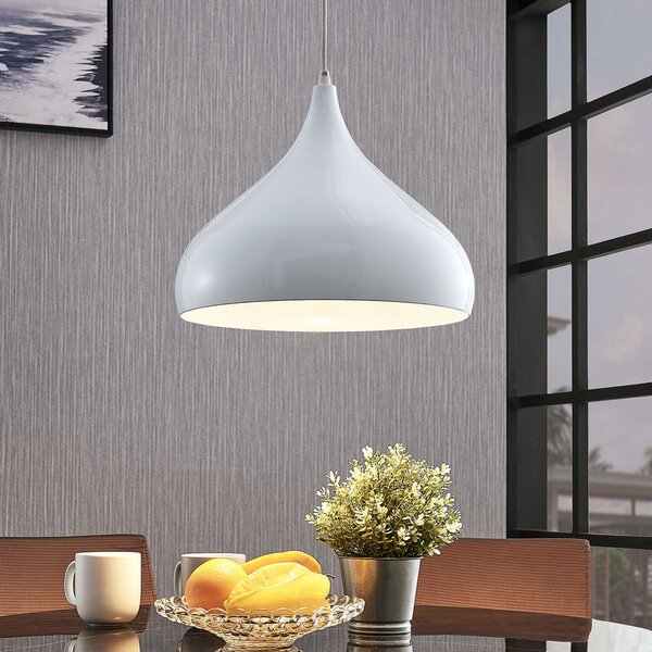 Lindby viseća lampa Ritana, bijela, metal, Ø 31 cm, E27, prigušiva, Bijela, Dnevni boravak/blagovaonica, Aluminij
