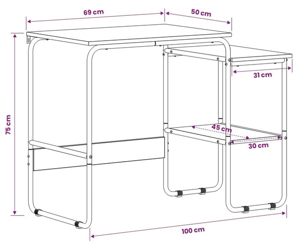 Stol s pohranom Dimljeni hrast 100 x 50 x 75 cm - Dimljeni hrast