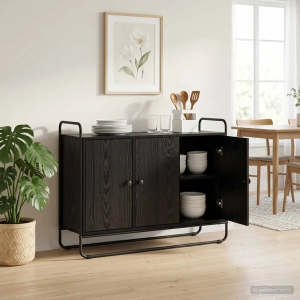 Komoda Crni hrast 102 x 35 x 75 cm Prerađeno drvo - Crni hrast 102 x 35 x 75 cm