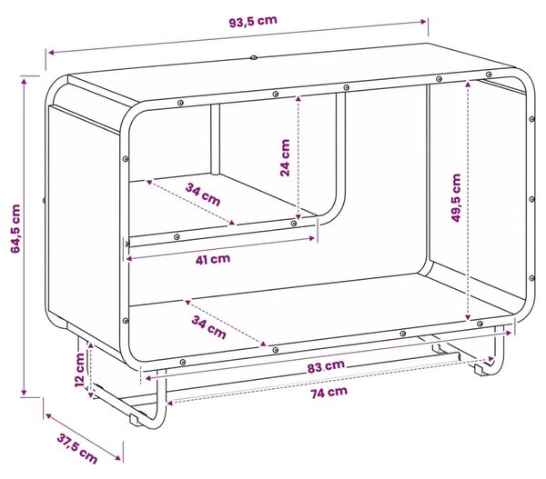 Komoda Dimljeni hrast 93 5 x 37 5 x 64 5 cm Konstruirano drvo - Dimljeni hrast 93 5 x 37 5 x 64 5 cm