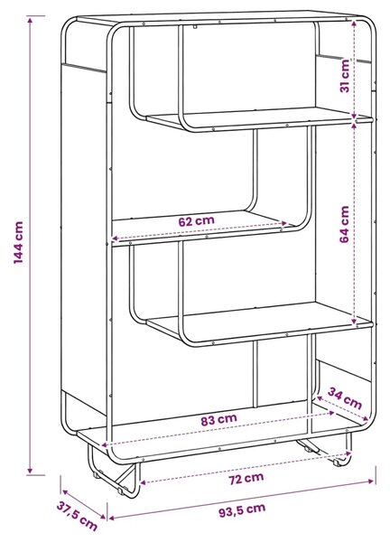 Visoka komoda Hrast artisan 93 5 x 37 5 x 144 cm Prerađeno drvo - Hrast artisan 93 5 x 37 5 x 144 cm