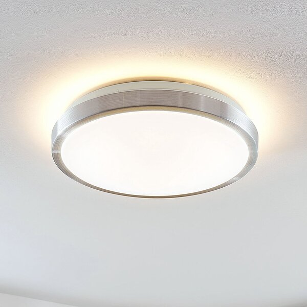 Lindby LED stropna svjetiljka Emelie, Ø 35 cm, boja aluminija, metal, Metalik, Dnevni boravak/blagovaonica, Metal