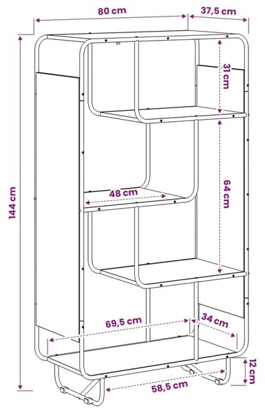 Visoka komoda Hrast artisan 80 x 37.5 x 144 cm Prerađeno drvo - Hrast artisan 80 x 37.5 x 144 cm