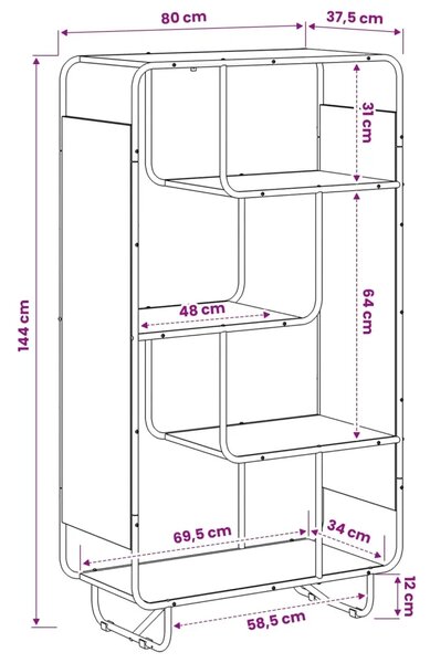 Visoka komoda Hrast sonoma 80 x 37.5 x 144 cm Prerađeno drvo - Hrast sonoma 80 x 37.5 x 144 cm