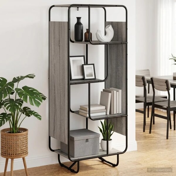 Visoka komoda Siva Sonoma 60 x 37.5 x 144 cm Prerađeno drvo - Siva Sonoma 60 x 37.5 x 144 cm