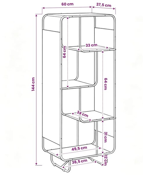 Visoka komoda Staro drvo 60 x 37.5 x 144 cm Prerađeno drvo - Staro drvo 60 x 37.5 x 144 cm