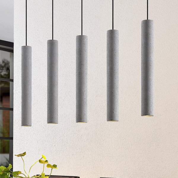 Lindby visilica Concretto, 100 cm, siva, 5 žarulja, beton, prigušiva, Sivo, Dnevni boravak/blagovaonica, Beton