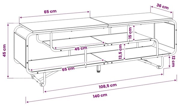 TV stalak 140 x 36 x 45 cm Hrast artisan Konstruirano drvo - Hrast artisan 140 x 36 x 45 cm
