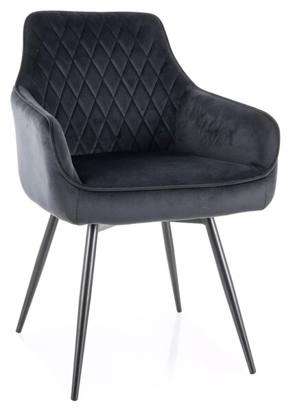 Blagovaonska stolica MARLO VELVET crna