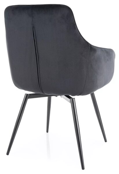 Blagovaonska stolica MARLO VELVET crna