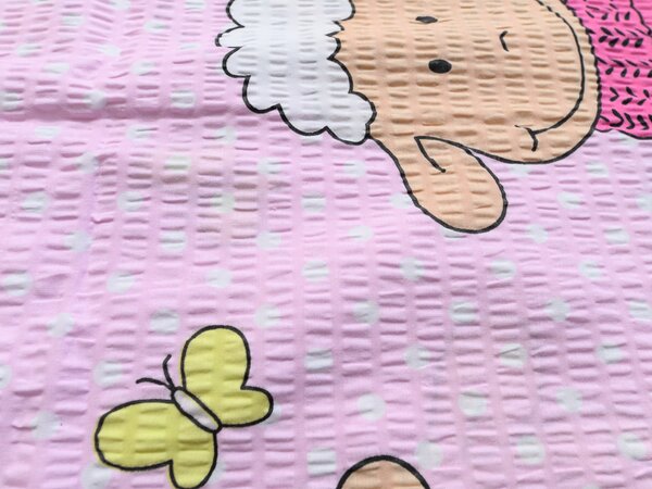 Kreppaste posteljine za krevetić OVČICE ružičaste Dimenzije posteljine: 45 x 65 cm | 90 x 135 cm