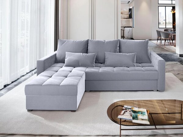 Svijetlosiva kutna garnitura na razvlačenje ZENOVA 220 x 140 cm, obostrana