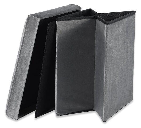 Sivi sklopivi tabure ZAREX VELVET L