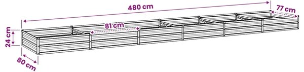 Povišeni vrtni krevet Antracit 480 x 80 x 24 cm - 480 x 80 x 24 cm Antracit