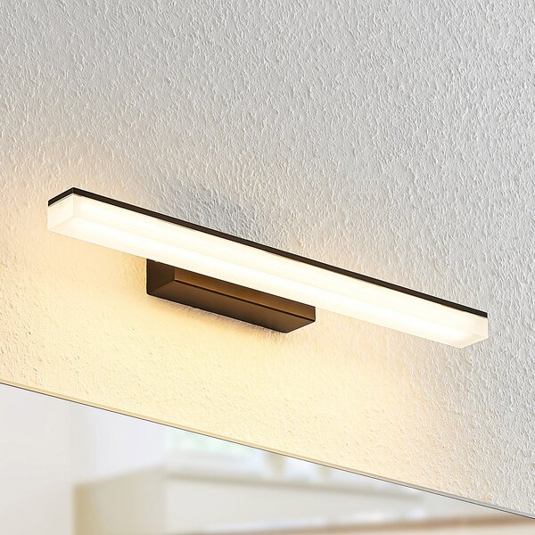 Lucande LED zidna svjetiljka Lisana, horizontalna, 46 cm, IP44, Crno, kupaonica, Metal