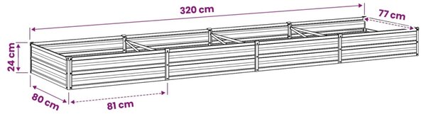 Povišeni vrtni krevet Rđa 320 x 80 x 24 cm corton - 320 x 80 x 24 cm Otporni čelik