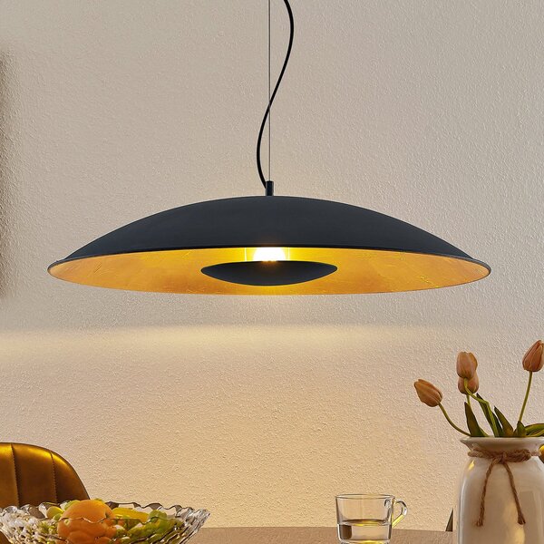 Lindby viseća lampa Narisara, Ø 80 cm, E27, crno-zlatna, prigušiva, Crno, Dnevni boravak/blagovaonica, Metal