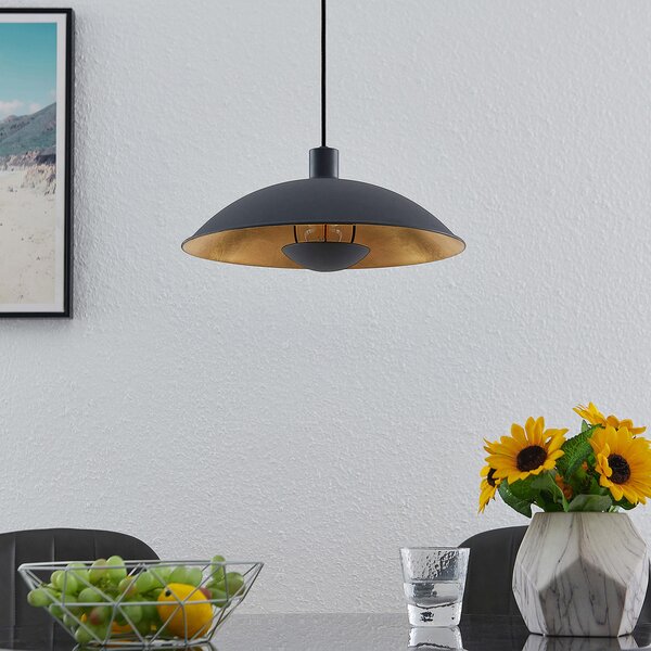Lindby viseća lampa Narisara, Ø 40 cm, E27, crno-zlatna, prigušiva, Crno, Dnevni boravak/blagovaonica, Metal