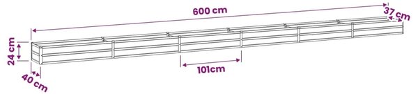 Povišeni vrtni krevet Rđa 600 x 40 x 24 cm corton - 600 x 40 x 24 cm Otporni čelik