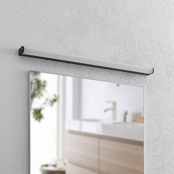 Lindby Ulisan LED kupaonska zidna svjetiljka, okrugla, 88,8 cm, Crno, kupaonica, Metal