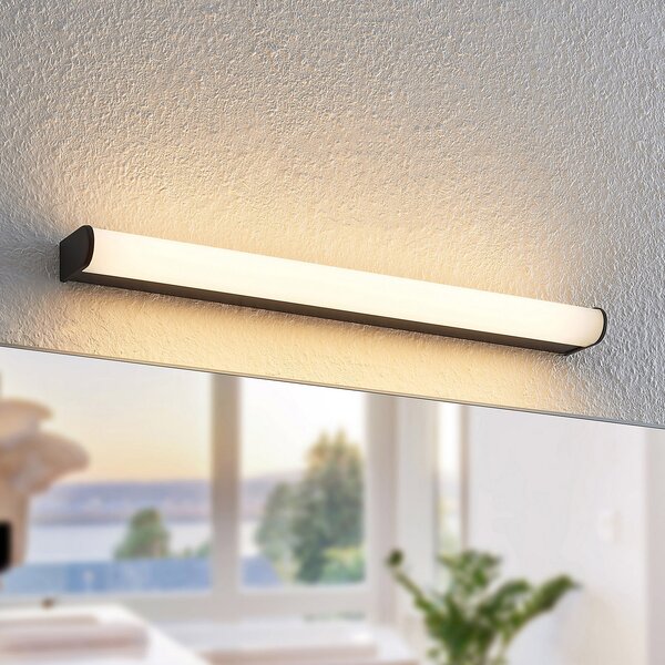 Lindby Ulisan LED kupaonska zidna svjetiljka, okrugla, 58,8 cm, Crno, kupaonica, Metal