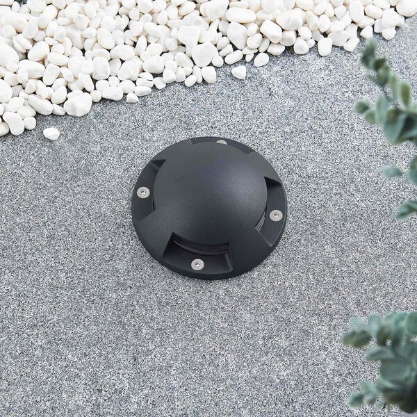 Lindby LED podni reflektor Huban, 15 cm, 4 žarulje, antracit, Crno, Metal