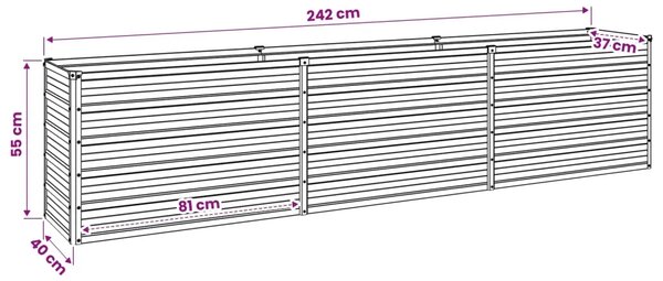 Povišeni vrtni krevet Rđa 240 x 40 x 55 cm corton - 240 x 40 x 55 cm Otporni čelik