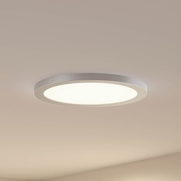 PRIOS Prios LED stropna svjetiljka Aureka, Ø 33 cm, srebrna, metal, Sivo, Dnevni boravak/blagovaonica, Aluminij, Pokrivač okrugli izravno